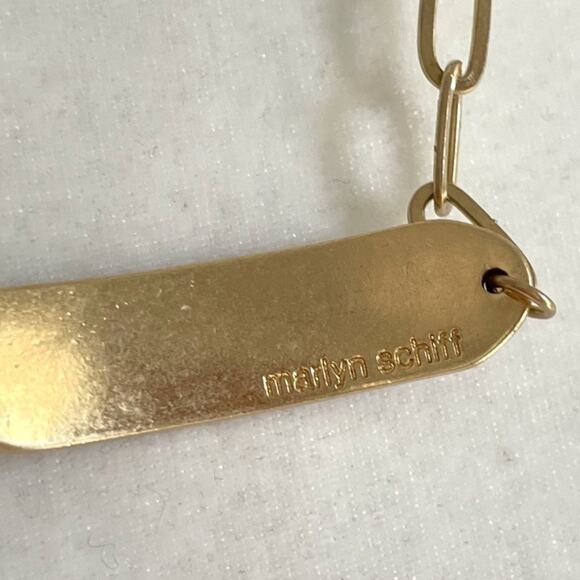 Marlyn Schiff Love Plate Gold Link Necklace - Picture 5 of 5